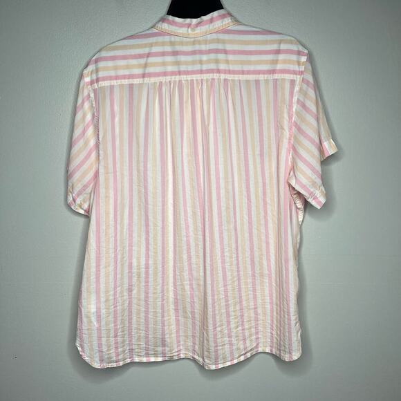 J. Crew women's Soft Pink Striped Camp Shirt Short Sleeve Button Up Plus Size 18 - Picture 5 of 8